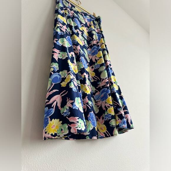 Talbots Navy Blue Floral Skirt | Size 10 | Floral Midi  Spring Easter Skirt - Picture 4 of 7